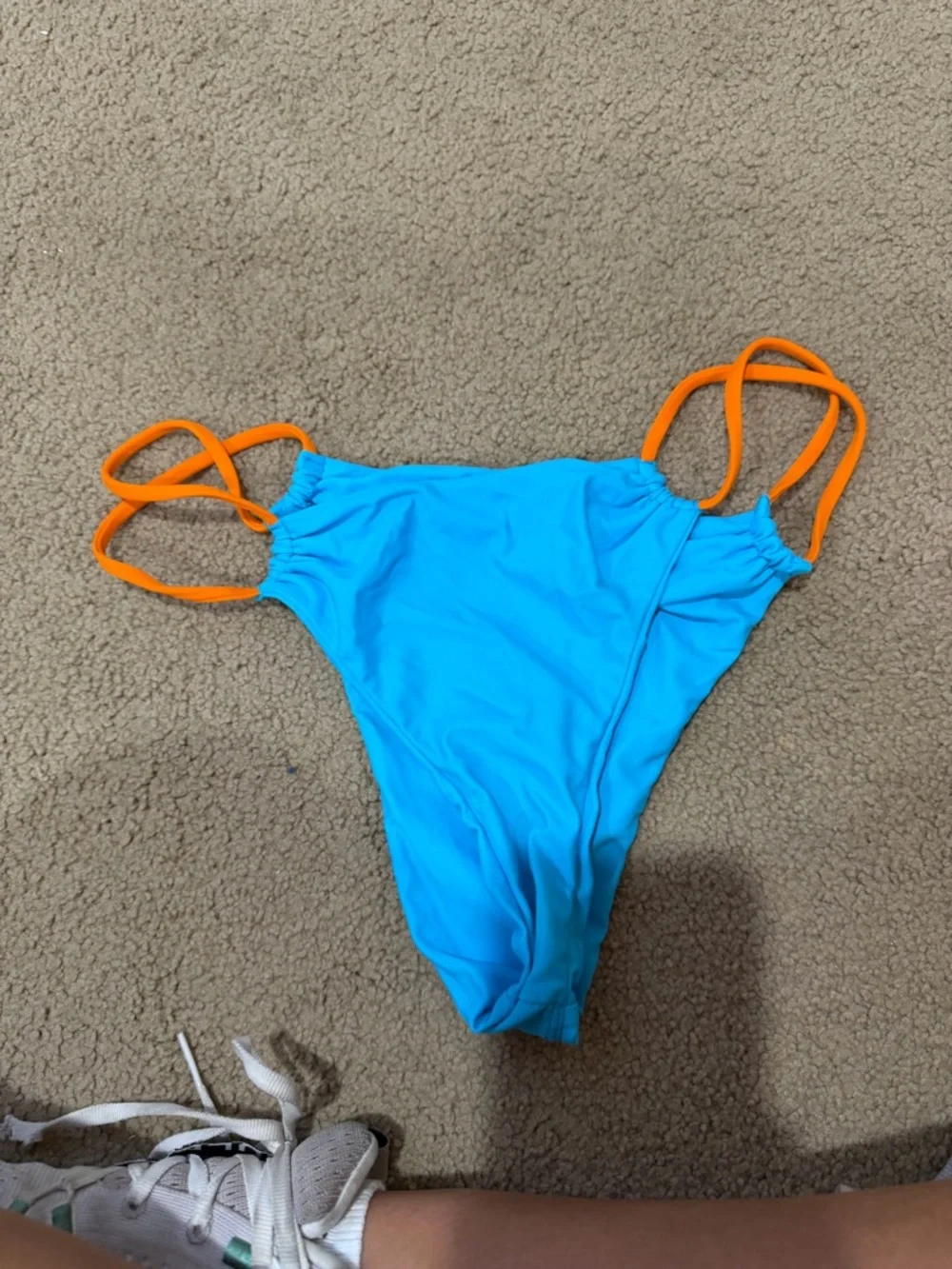 Lovers + Friends Turquoise Bikini Bottom with Orange Trim - Picture 2 of 6